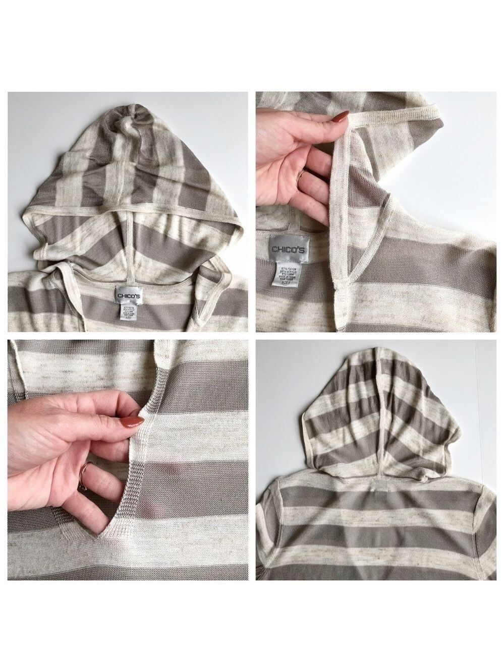 Chico’s Hooded Stripe Top - Picture 6 of 7